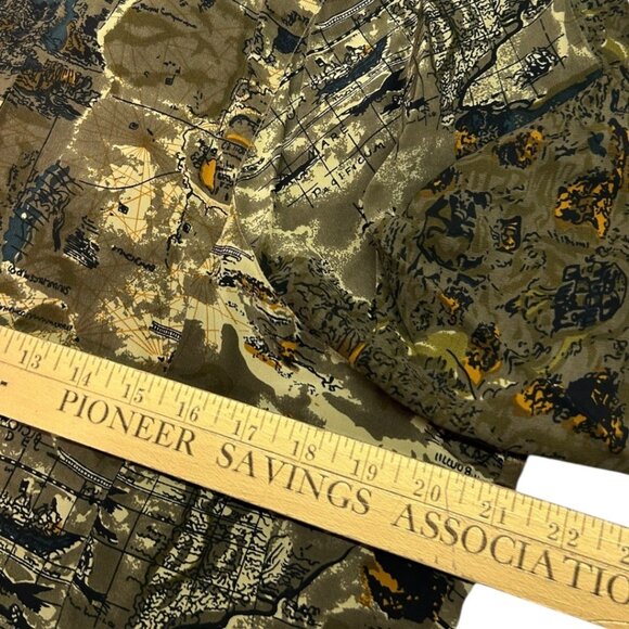 Vintage Annie Alexander Green Silk Button-Up Shirt w/Map Design Women's Size 12 - Picture 6 of 6